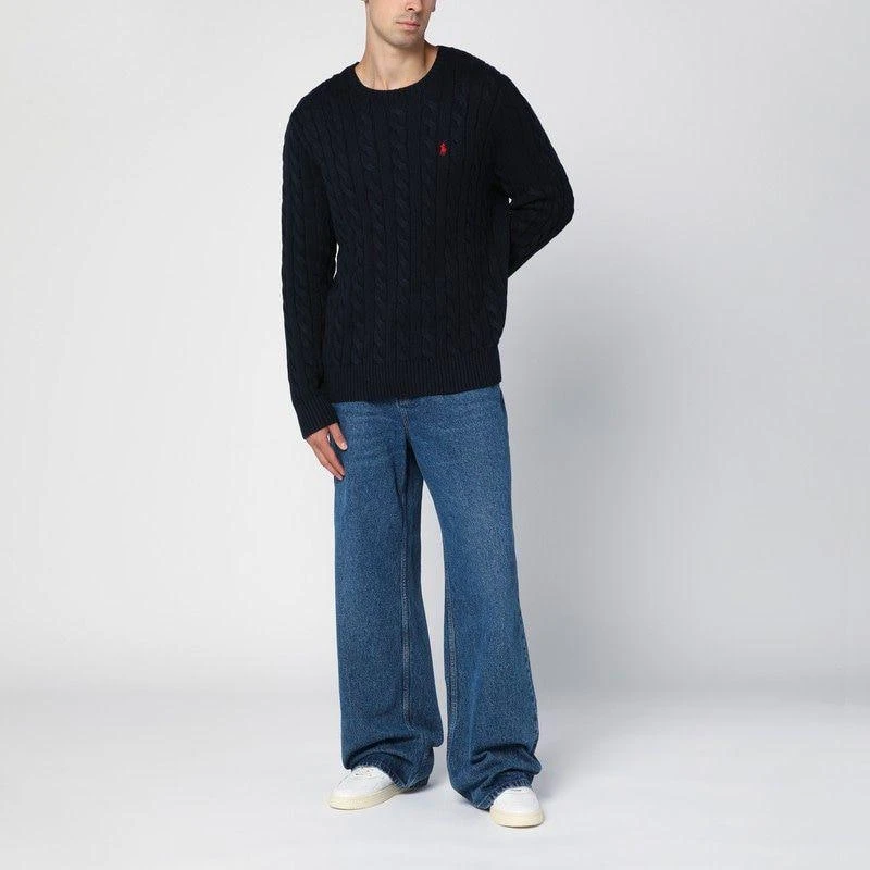 Ralph Lauren  NAVY BLUE CABLE-KNIT CREW-NECK SWEATER 2