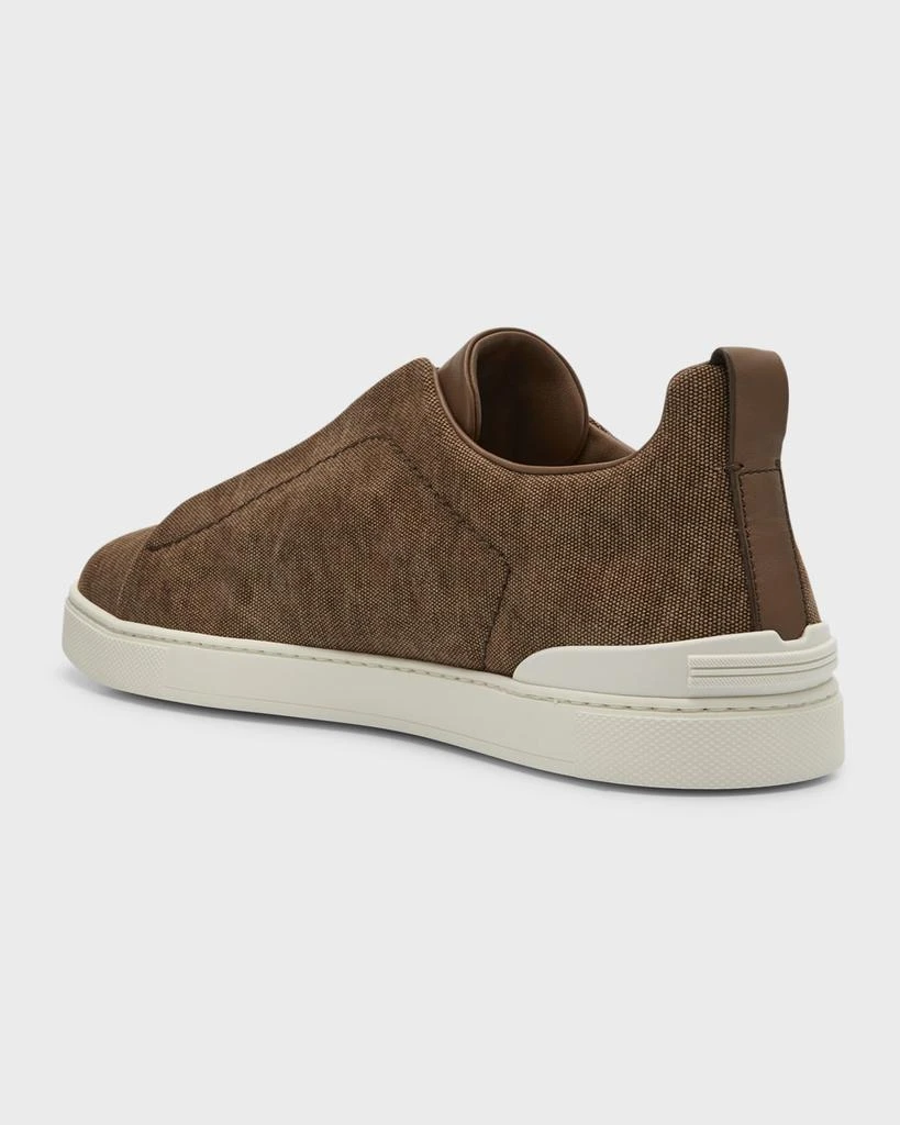 Zegna Men's Triple Stitch Canvas Slip-On Sneakers 5