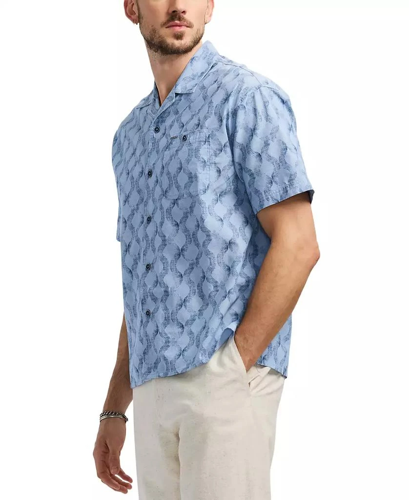 BUFFALO David Bitton Men's Sonix Relaxed Fit Short Sleeve Wave Print Button-Front Camp Shirt 3
