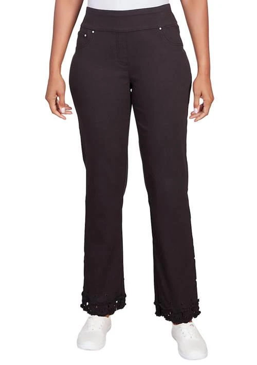 Ruby Rd Rd Womens Pull On Stretch Colored Denim Jeans With Fringe Hem Detail 1