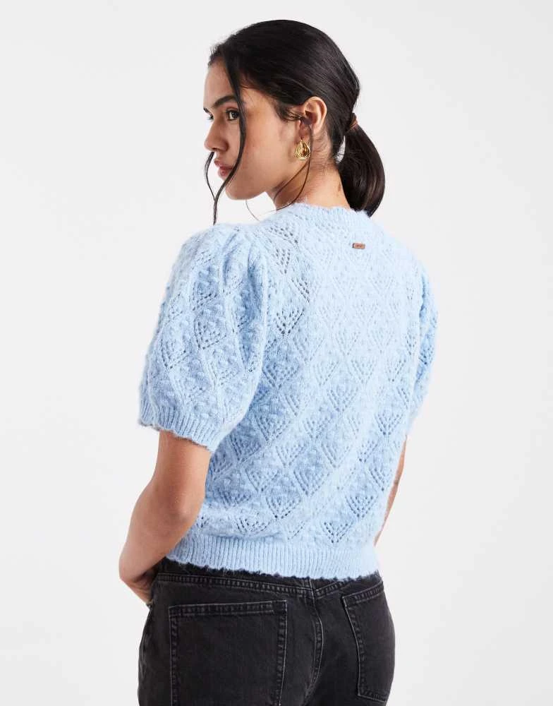 Levi
s Levi
s pointelle knitted short sleeve cardigan in baby blue 2