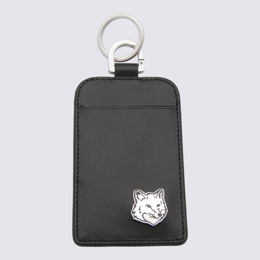 Maison Kitsune Black Leather Card Holder