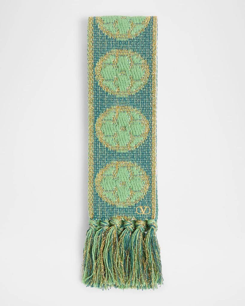Valentino Metallic Antibes Cotton Fringe Scarf 1