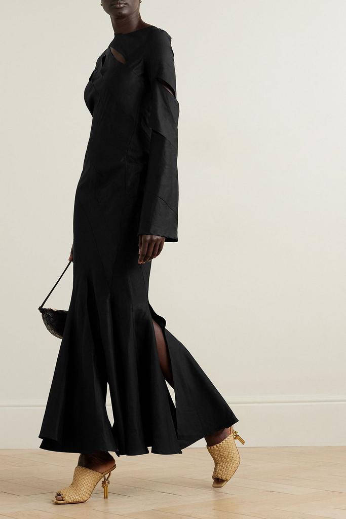 A.W.A.K.E. Mode Cutout linen, cupro and cotton-blend maxi dress