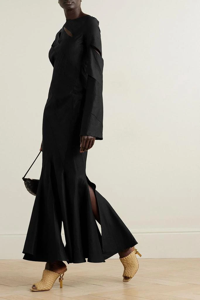 A.W.A.K.E. Mode Cutout linen, cupro and cotton-blend maxi dress 2