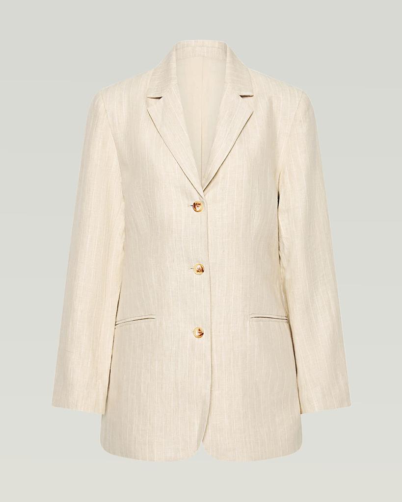 Posse Leon Single-Breasted Pinstripe Linen Blazer