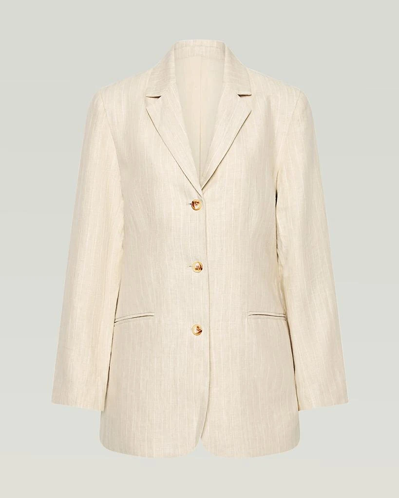 Posse Leon Single-Breasted Pinstripe Linen Blazer 1