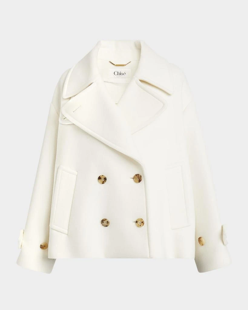 Chloé Double-Breasted Soft Wool Pea Coat 1