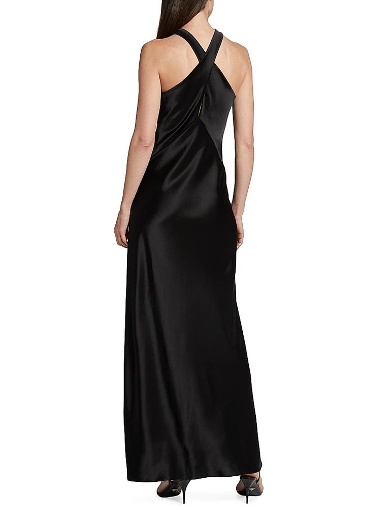 Galvan Evelyn Satin Crisscross Halter Gown 5