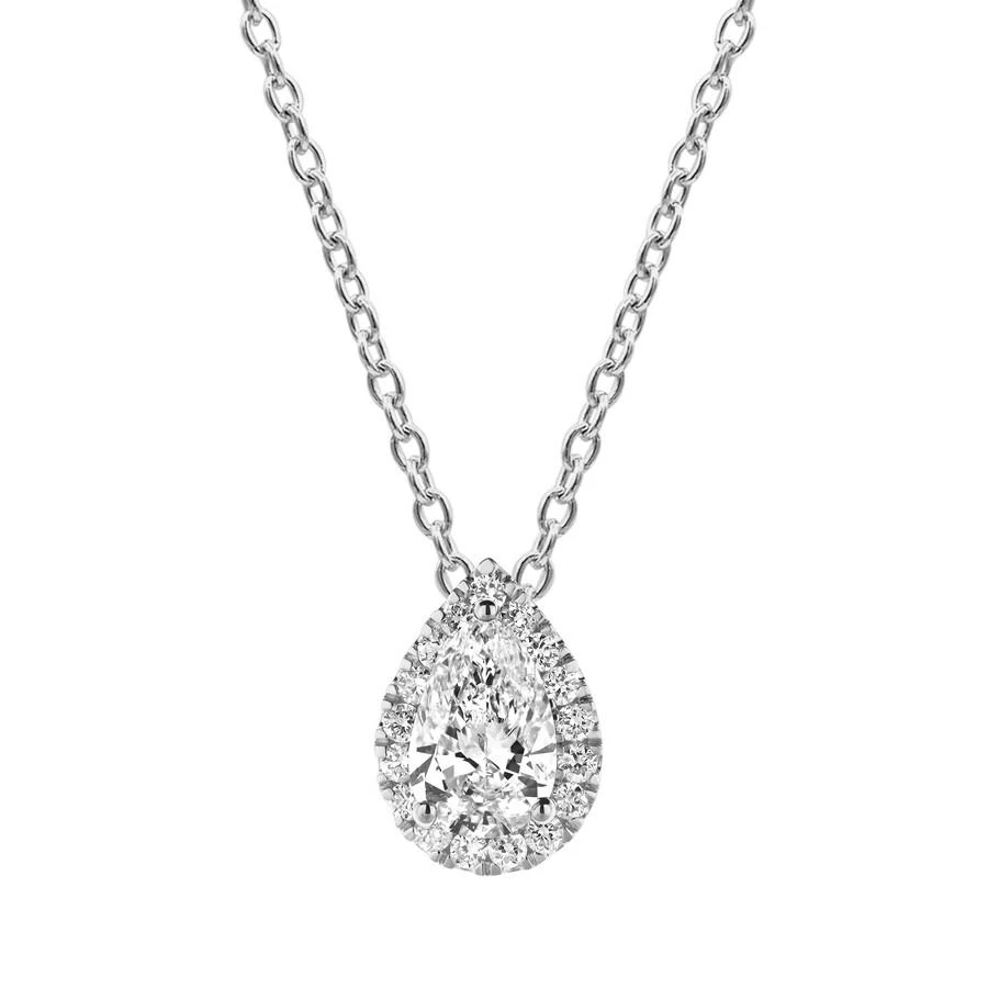 Brilliant Diamond 14KT White Gold 0.60 Carat Lab Grown Diamond Pendant Necklace for Women