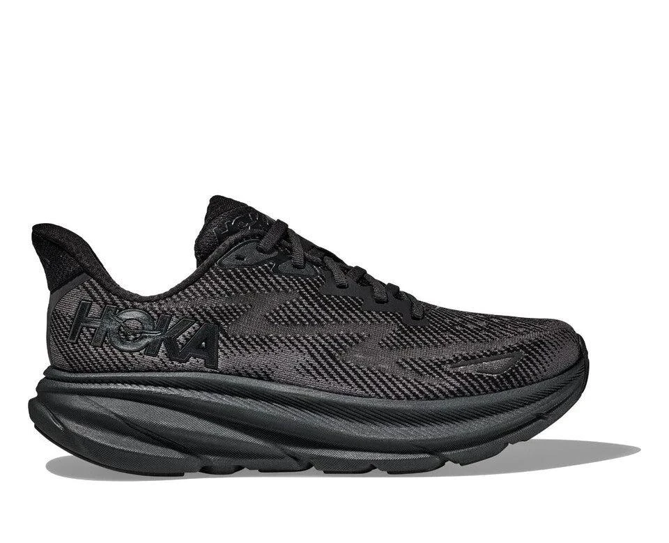 Hoka One One Clifton 9 1127895-BBLC Sneakers Men's Black Lace-Up Running Shoes 1