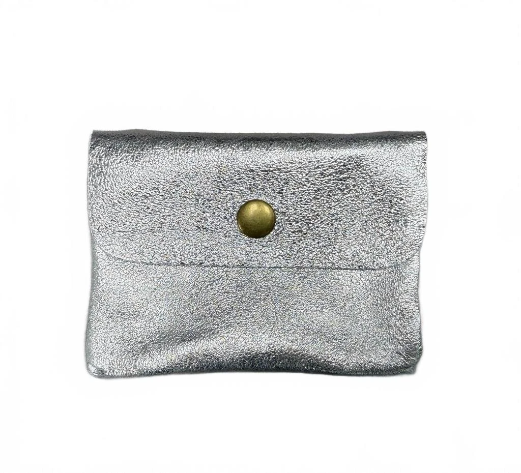 Two Amicis Women
s Metallic Coin Purse In Silver