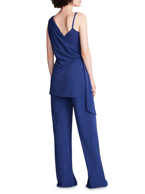 Halston Heritage Zaria Asymmetric Matte Jersey Tie-Waist Jumpsuit