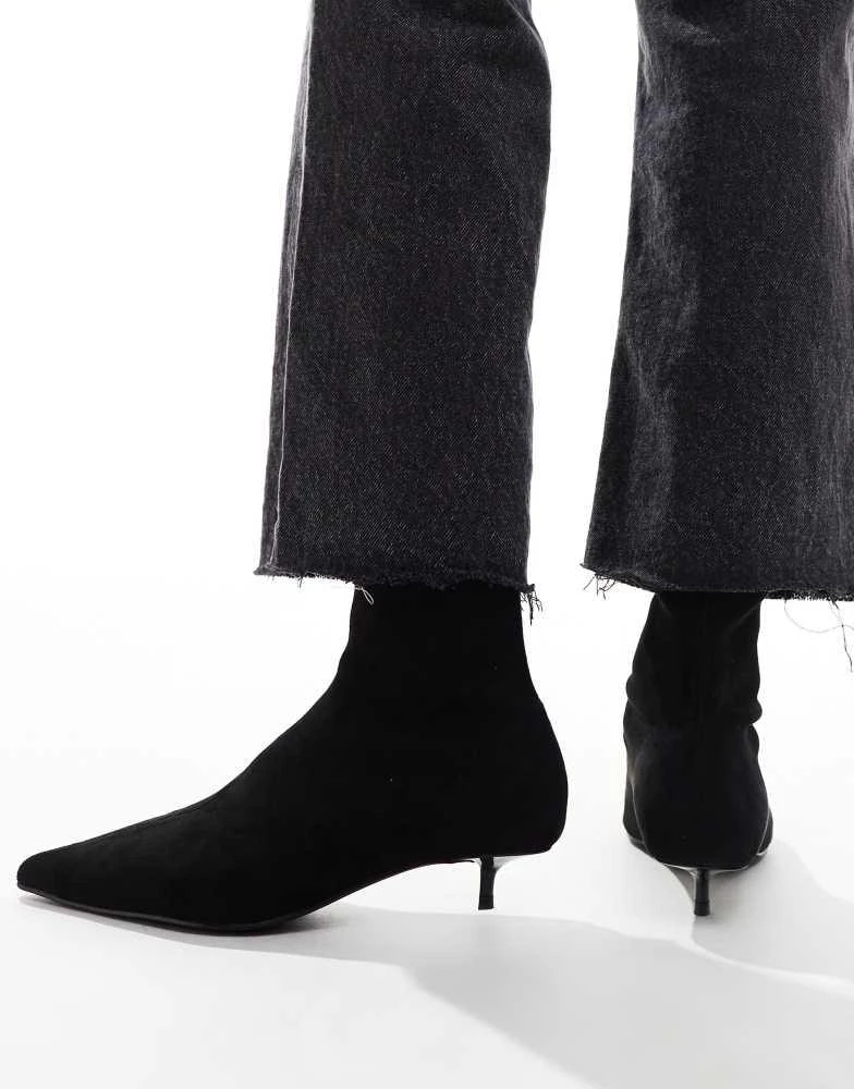 ASOS ASOS DESIGN Rhiannon extreme kitten heel sock boots in black 4