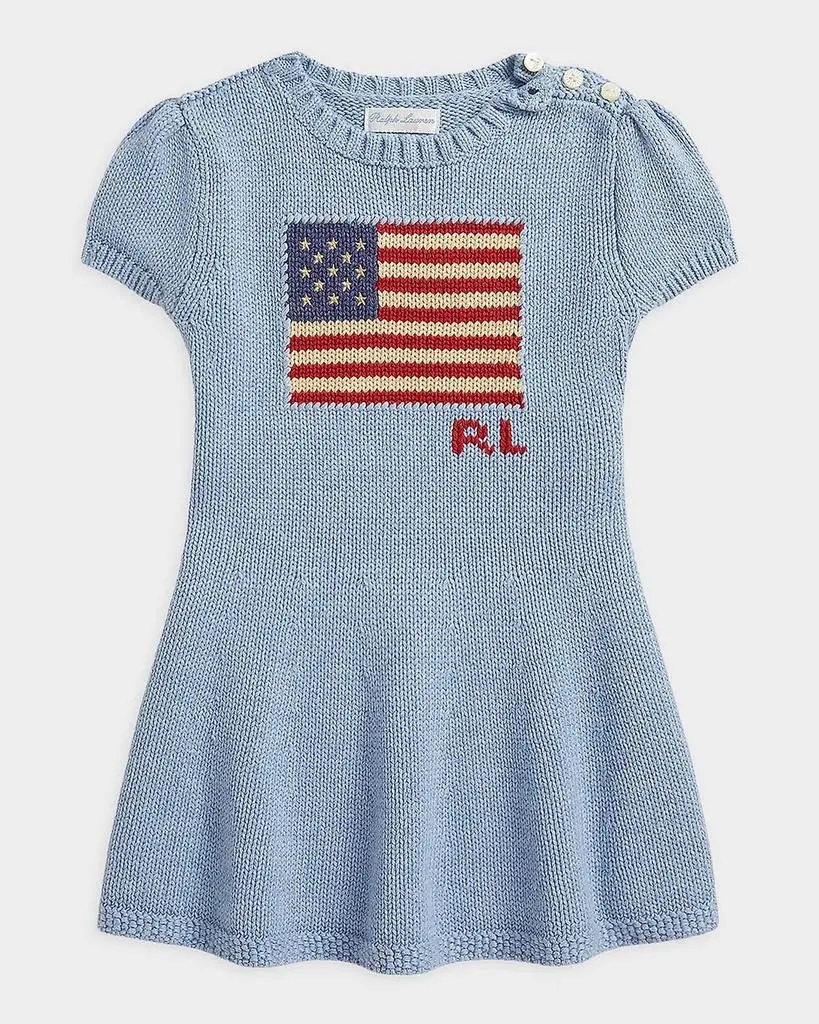 Ralph Lauren Girl's Flag-Intarsia Cotton Sweater Dress, Size 3M-24M