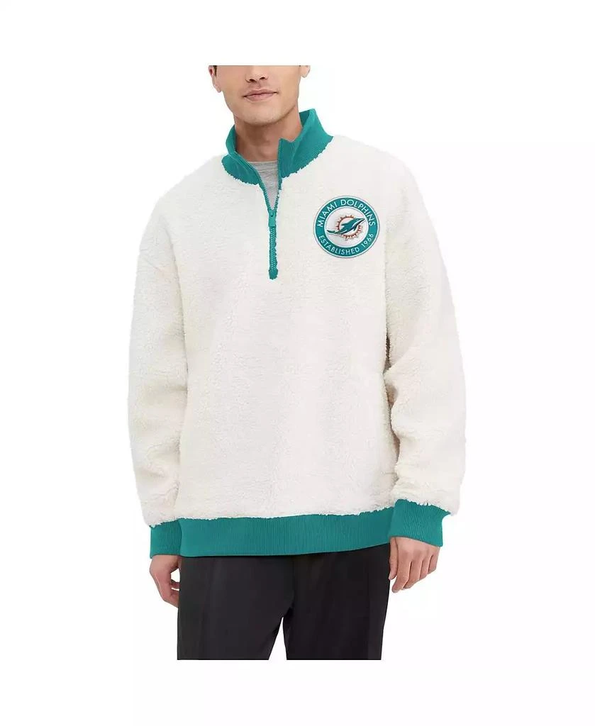 Tommy Hilfiger Men's Cream Miami Dolphins Jordan Sherpa Quarter-Zip Sweatshirt 1