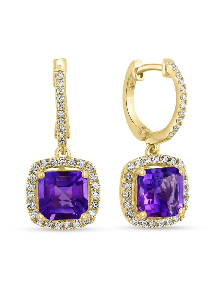 Effy 14K Yellow Gold, Amethyst 
0.44 TCW Diamond Drop Earrings