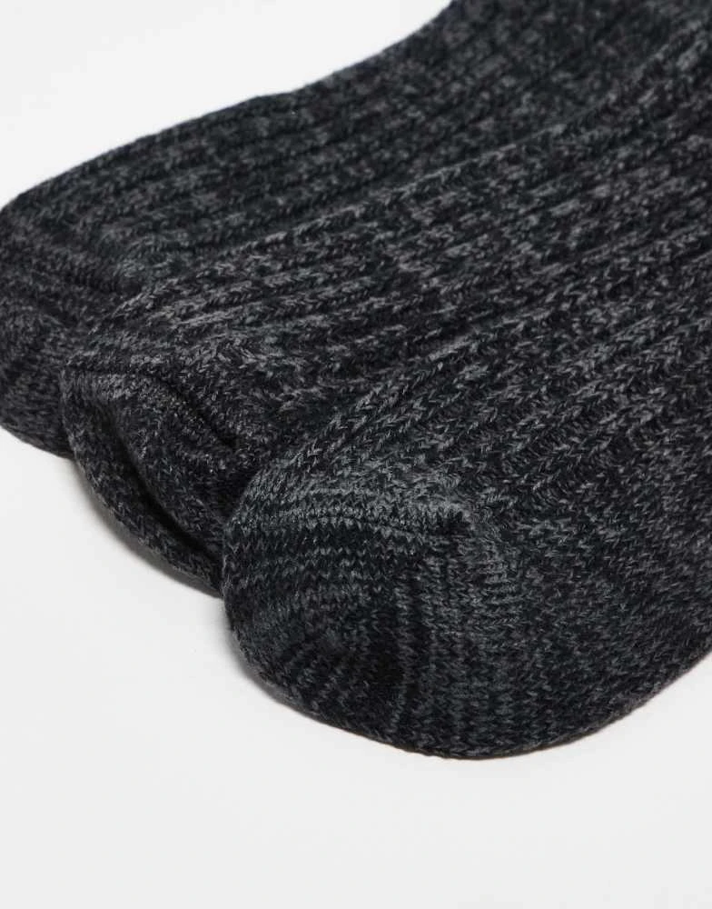 New Look New Look 3 pack heavyweight ribbed socks in black 3