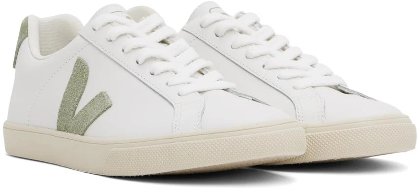 Veja White & Green Esplar Leather Sneakers 4