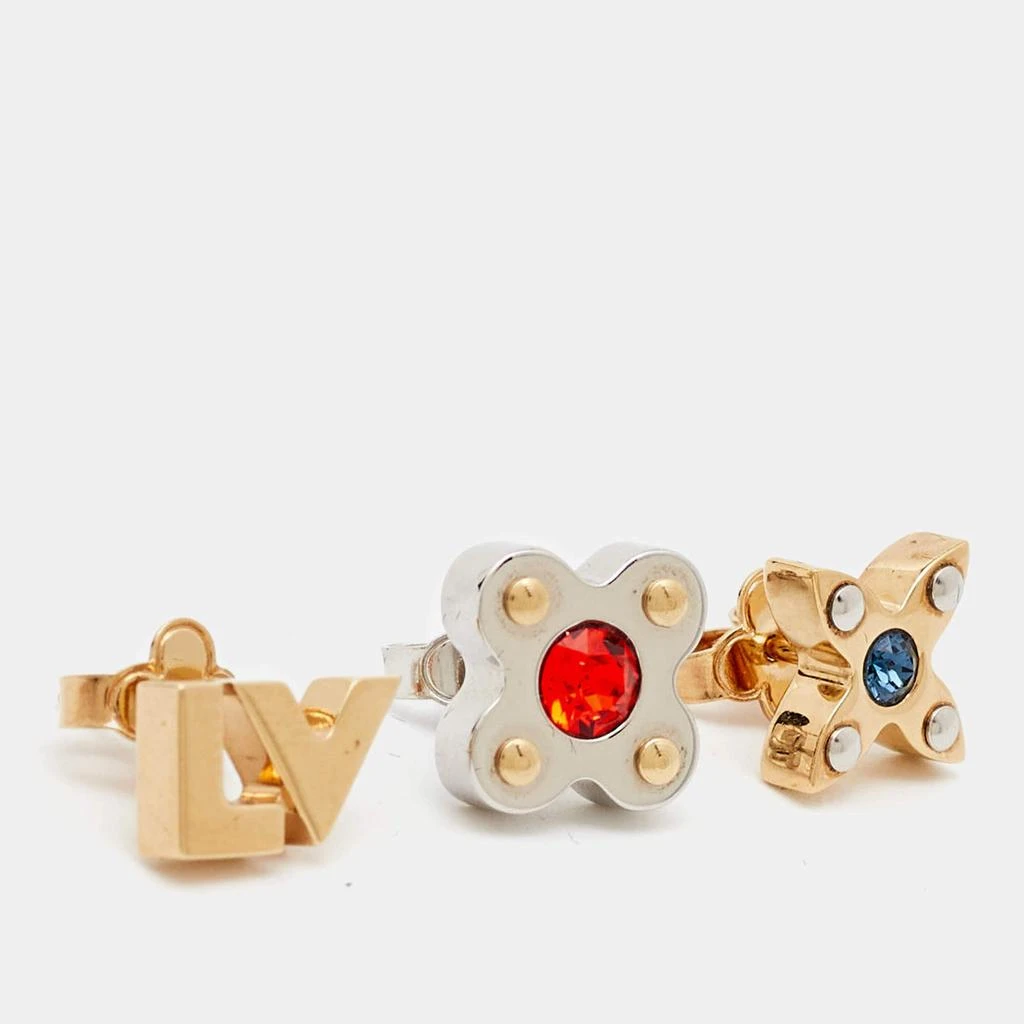 Louis Vuitton Louis Vuitton  Love Letters Crystals Two Tone Set of 3 Earrings 2
