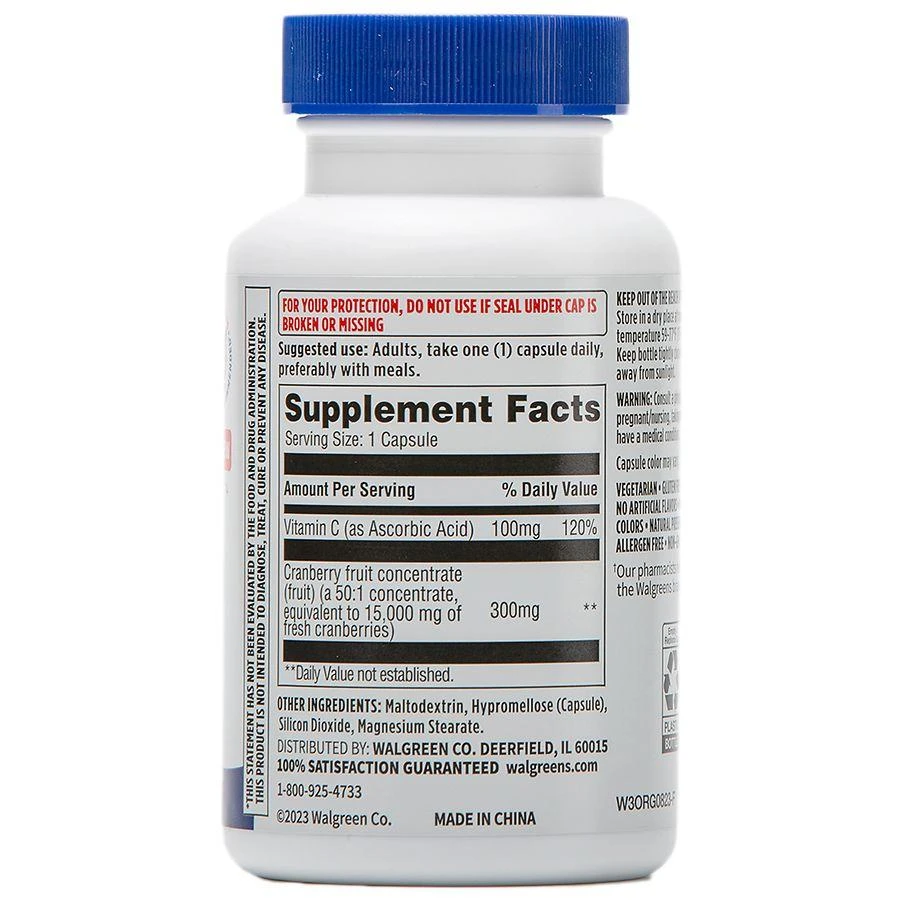 Walgreens Free & Pure Extra Strength Cranberry Supplement 300 mg Capsules for Urinary Tract Health 3