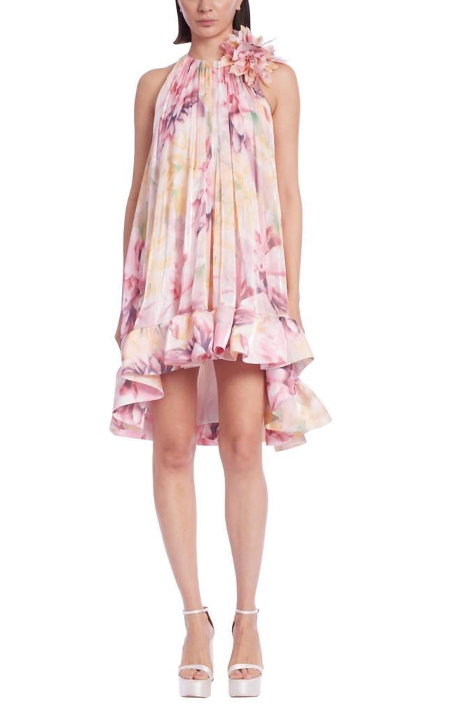 Badgley Mischka Ruffle Hem Swing Cocktail Dress In Pink