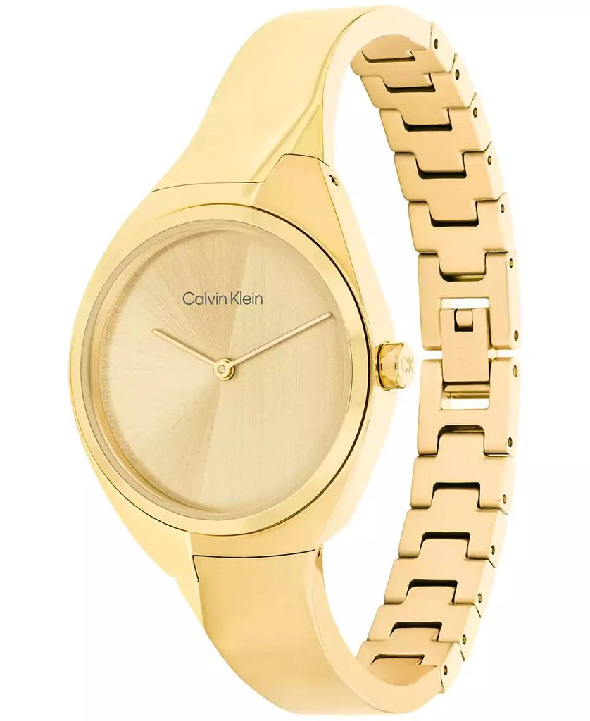 Calvin Klein Women's 2-Hand Gold-Tone Stainless Steel Bangle Bracelet Watch 30mm 2