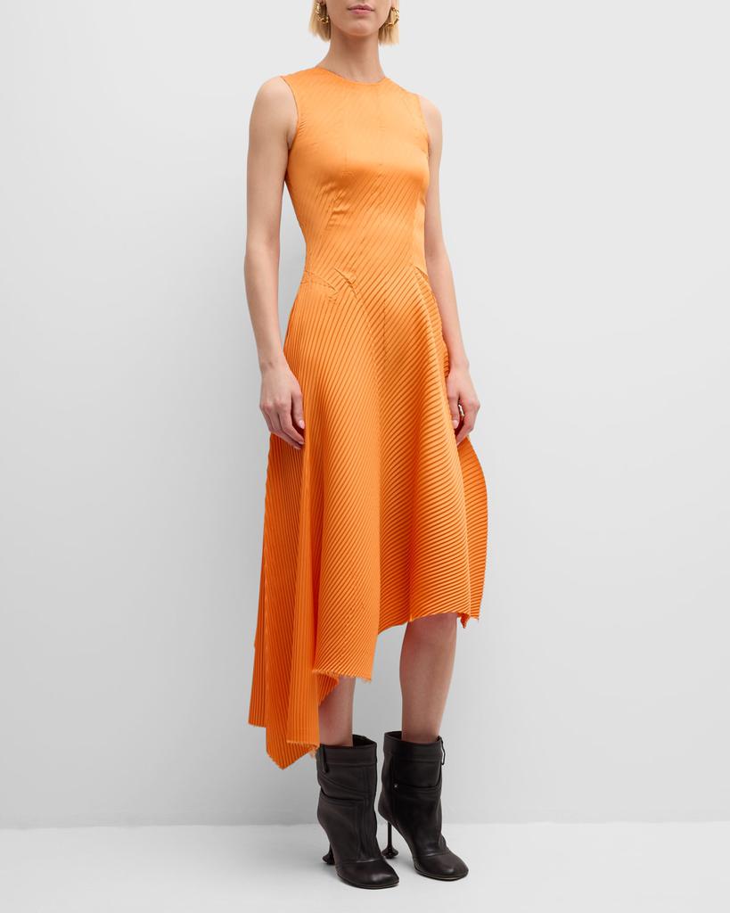 Loewe Pleated Sleeveless Asymmetric Midi Dress - Dresses