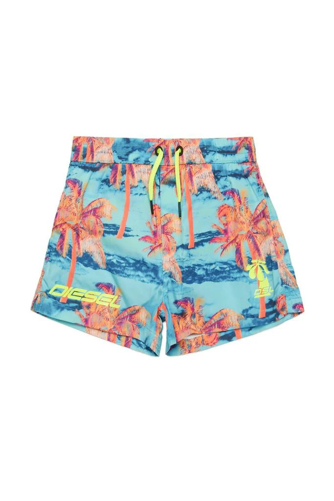Diesel Diesel Kids Palm Tree Print Drawstring Swim Trunks 1