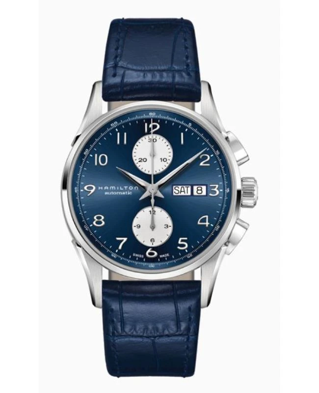 Hamilton Hamilton Jazzmaster Maestro Auto Chrono Blue Dial Leather Strap Men's Watch H32576641 1