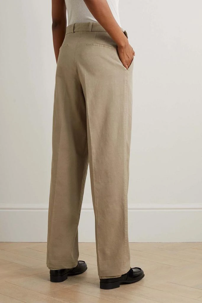 OFFICINE GÉNÉRALE Sophia belted pleated cotton-blend gabardine wide-leg pants 3