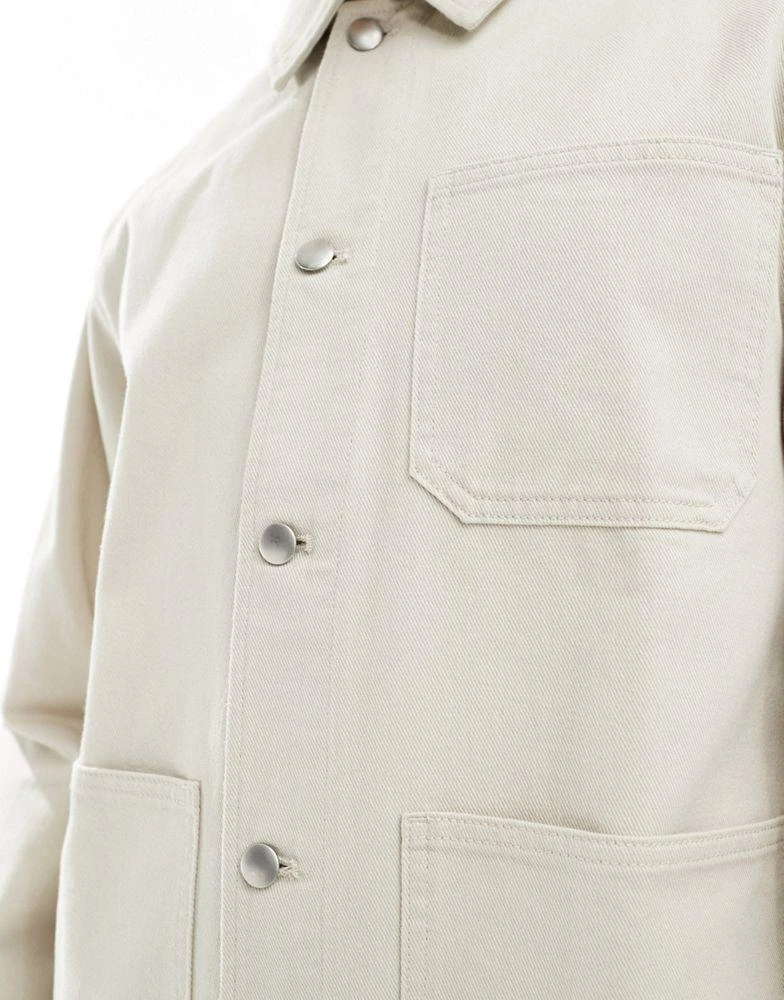 ASOS ASOS DESIGN worker jacket in washed twill in stone 2