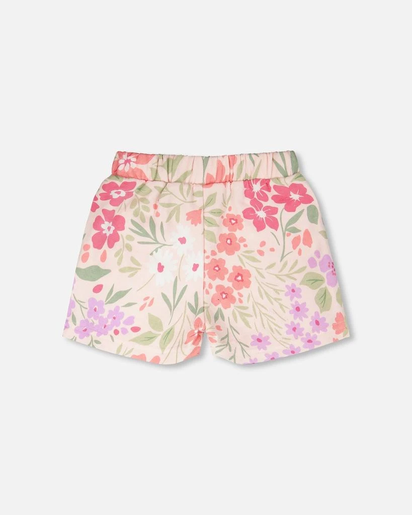 Deux par Deux French Terry Shorts Pink Printed Flowers 4