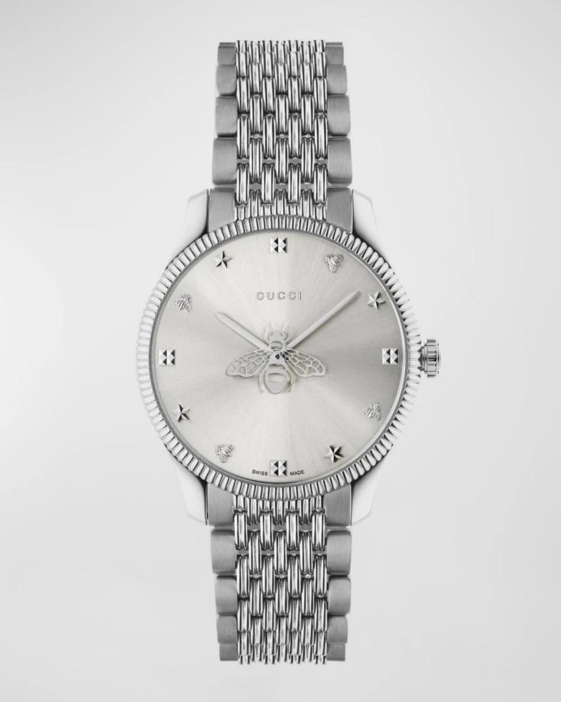 Gucci 36mm G-Timeless Bee Watch with Bracelet Strap, Silver 1