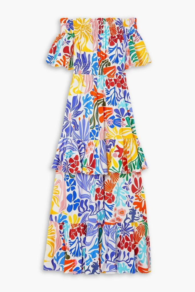 Borgo de Nor Elena off-the-shoulder printed cotton-poplin maxi dress 1