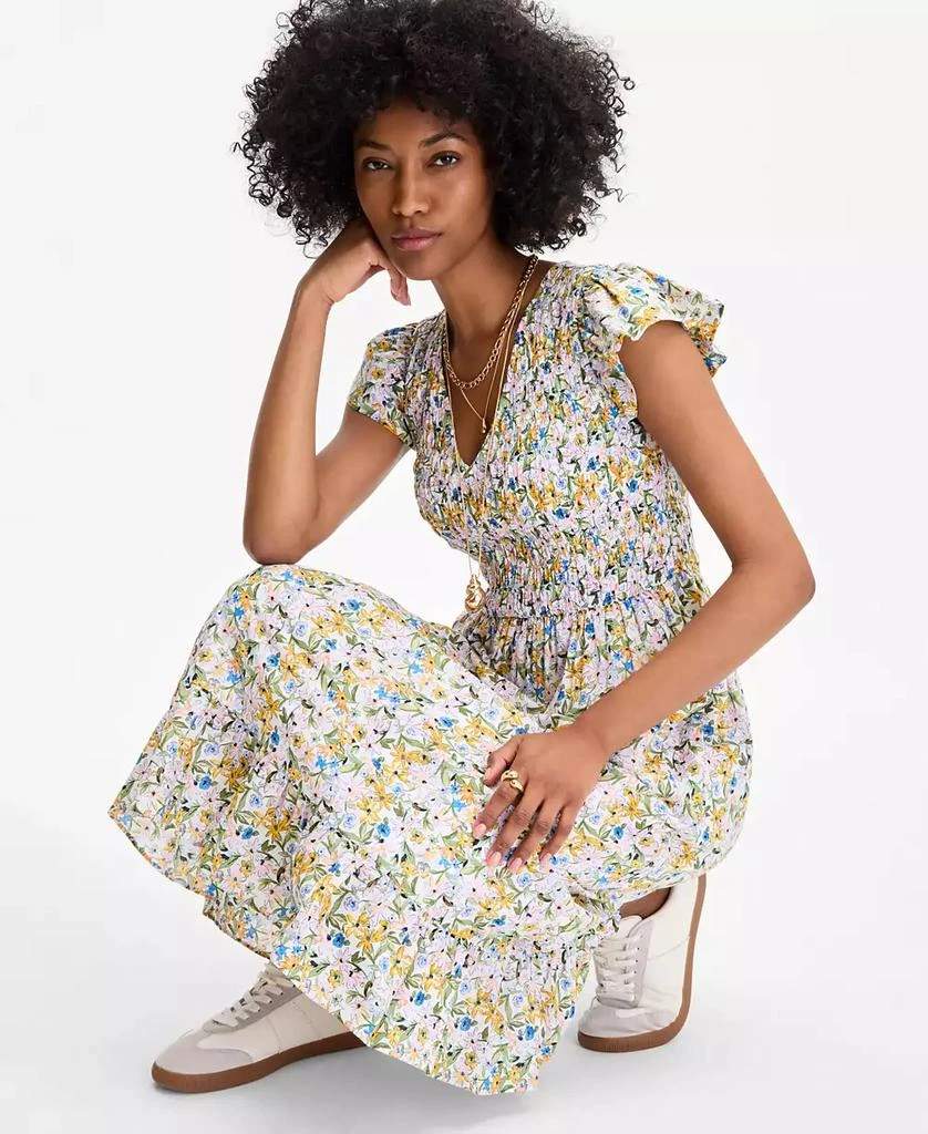 Women's Printed Smocked Flutter-Sleeve Midi Dress, Exclusively at Macy's   On Sale Now with Up to 61% Off | Discover Exclusive Deals & Savings at  BeyondStyle  Authentic On 34th dress|women's fashion|dresses
