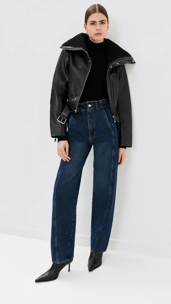 Victoria Beckham Cropped Leather Biker Jacket 5