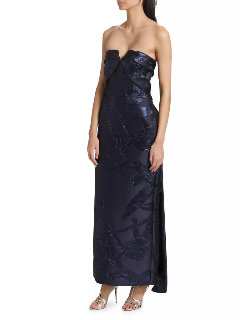 Amsale Jacquard Strapless Sheath Cocktail Dress 4