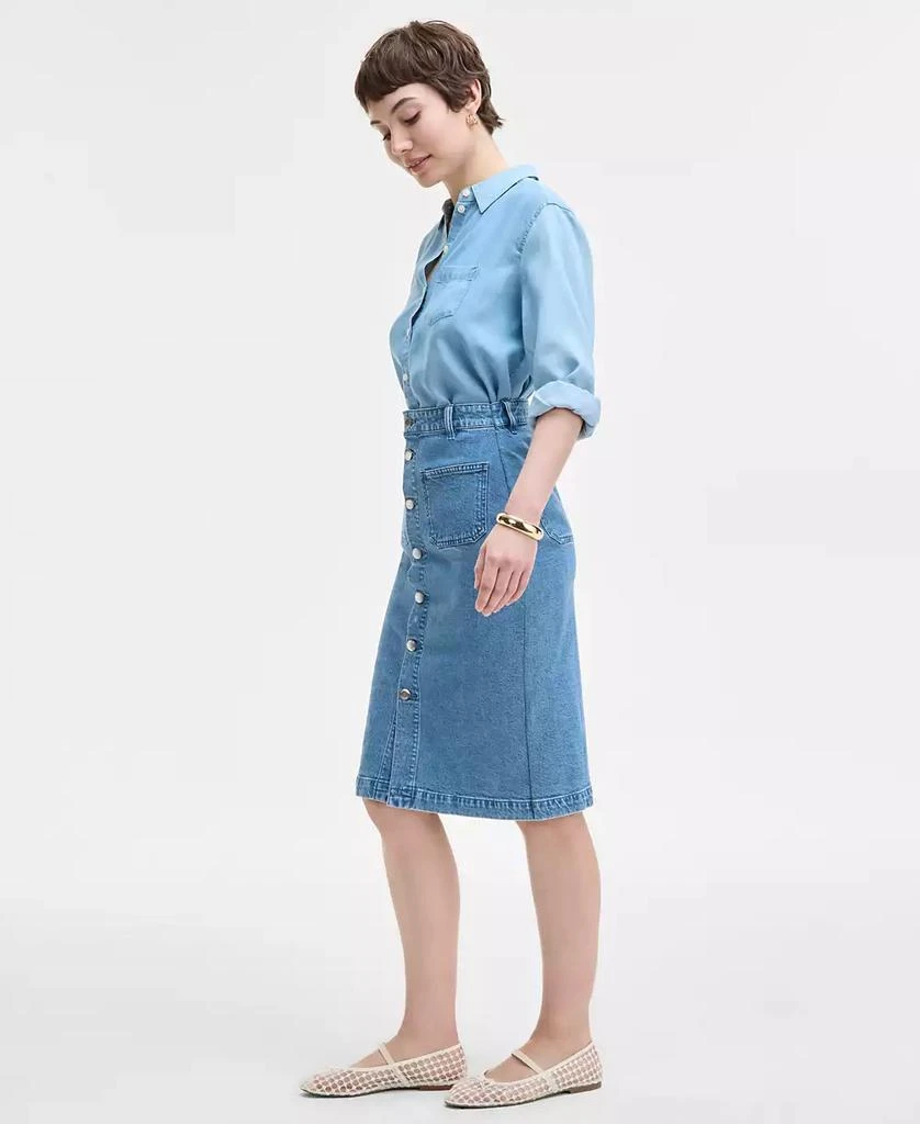 Shop Women's Patch-Pocket Denim Midi Skirt, Exclusively at Macy's - Main Image