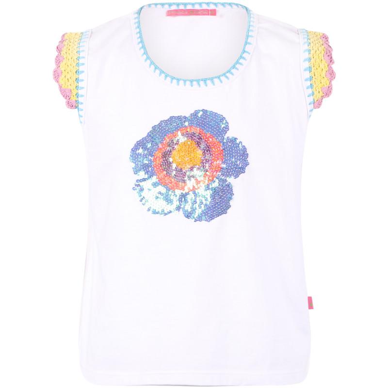 Spinach Mafia Sequin flower crochet t shirts and tie dye long skirt set in white purple blue and rainbow colors