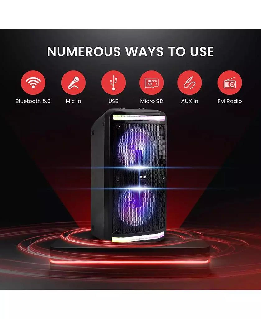 Pyle Portable PA Speaker 
Microphone System With LED Party Lights, Bluetooth, 
FM Radio, 600 Watt 6