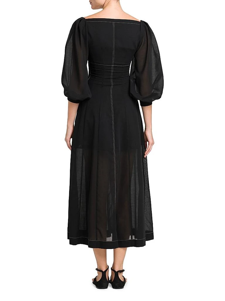 PHILOSOPHY di LORENZO SERAFINI Topstitched Puff-Sleeve Bustier Maxi Dress 5