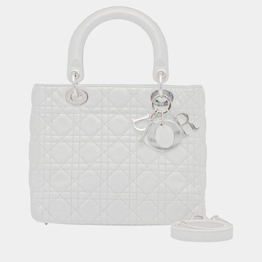 Dior Dior White Medium Lambskin Cannage Lady Dior 8