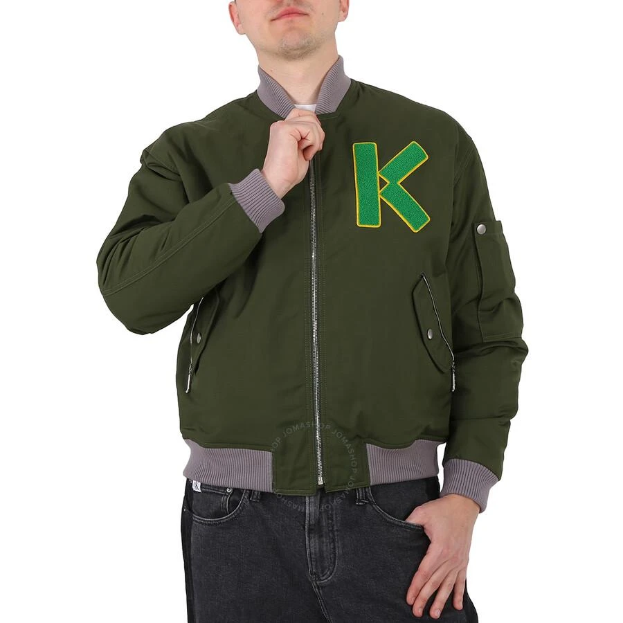 Kenzo Men's Dark Khaki Varsity Logo-Patch Bomber Jacket 1