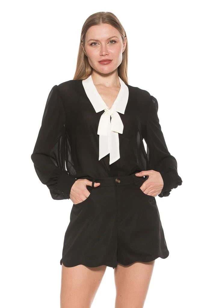 ALEXIA ADMOR Serena Long Sleeve Tie Neck Blouse 7
