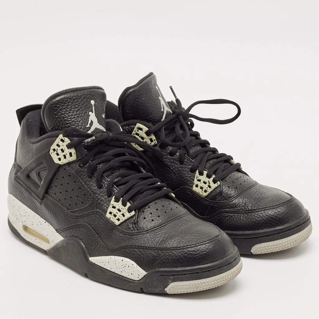 Jordan Air Jordans Black/Grey Leather Jordan 4 Lace Up Sneakers Size 44.5 4