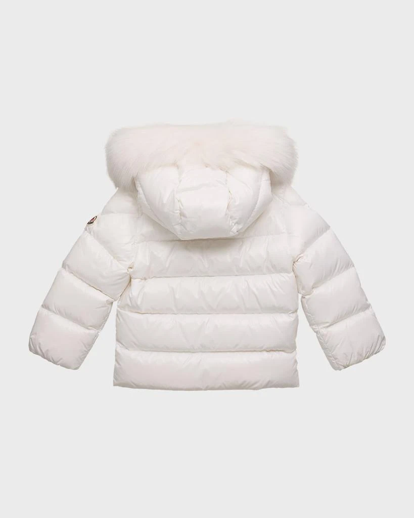 Moncler Kid
s Shiny Puffer Jacket W/ Faux Fur Trim, Size 6M-3 2