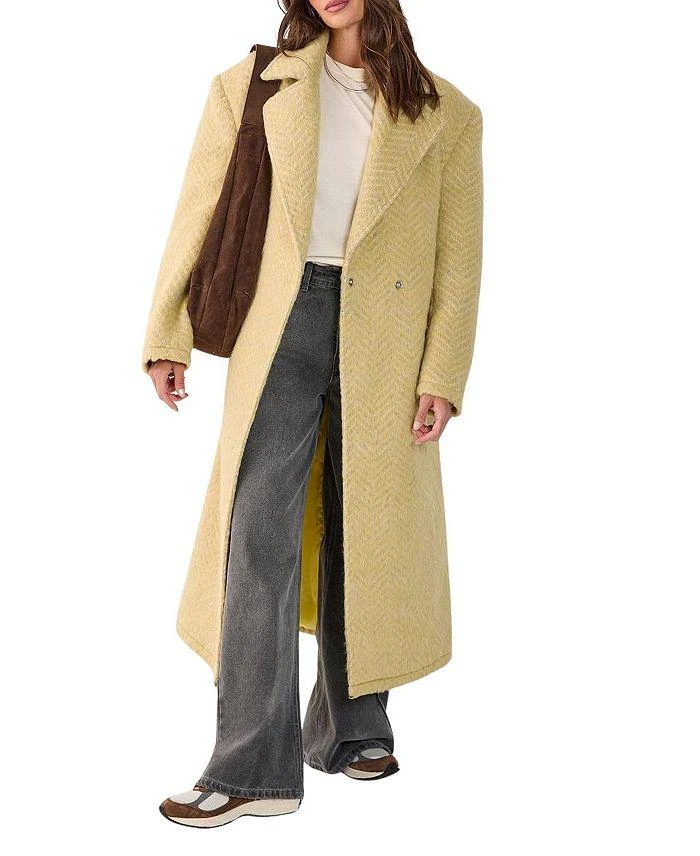 Nasty Gal Double Breasted Brushed Herringbone Coat