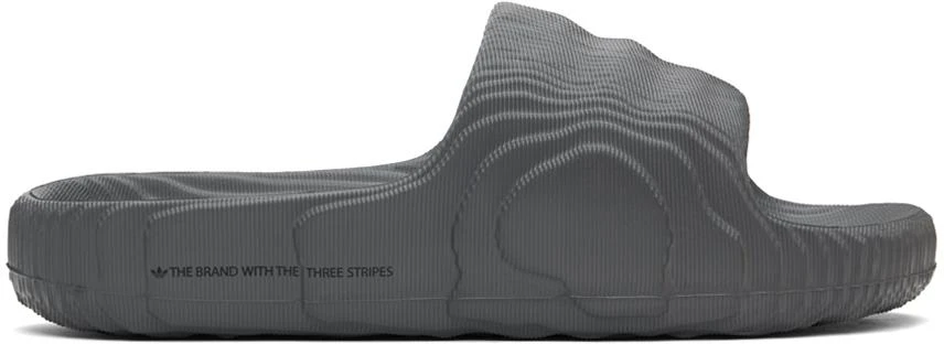 Adidas Gray Adilette 22 Pool Slides 1