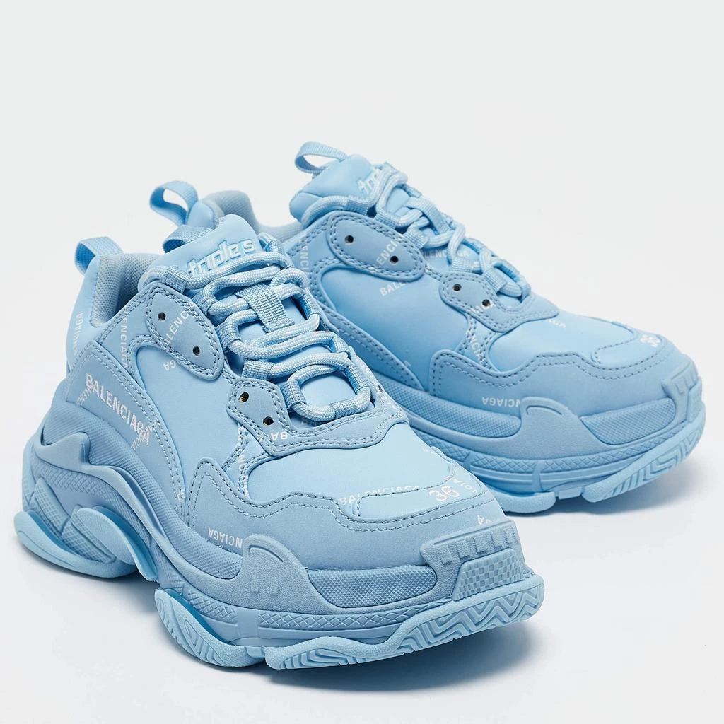 Balenciaga Balenciaga Blue Faux Leather Allover Logo Triple S Sneakers Size 36 4